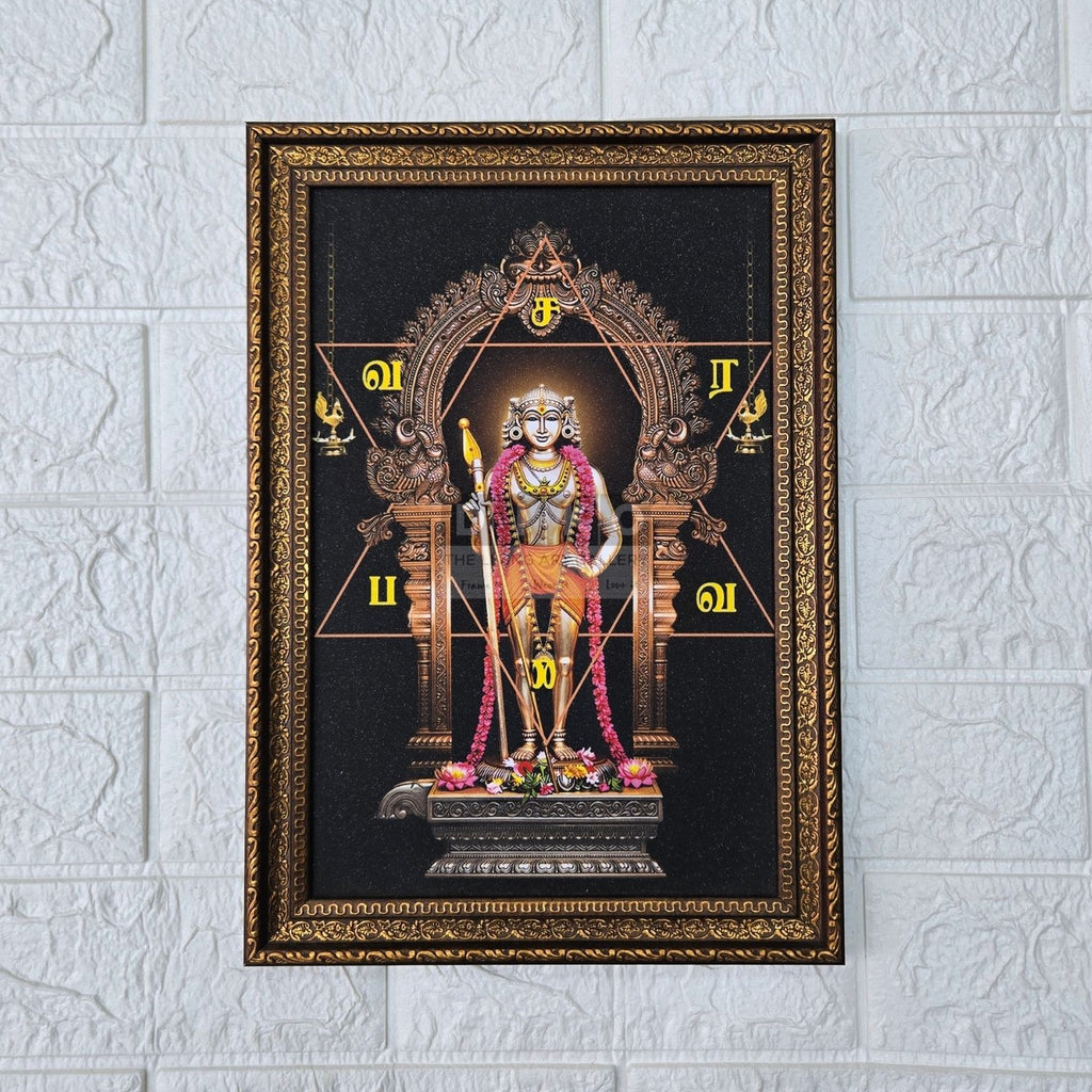 Divine Lord Andi Murugan Sacred Frame – Premium Gold Finish Spiritual Wall Art for Pooja Room