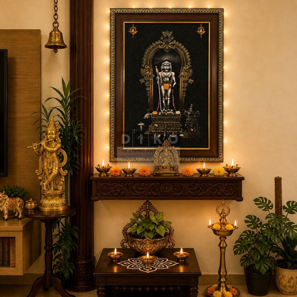Divine Murugan Tanjore Style Framed Wall Art with Ornate Gold Detailing