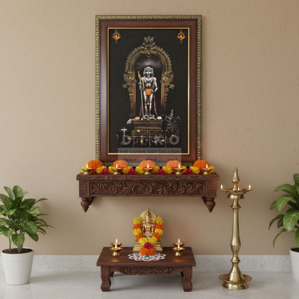 Divine Murugan Tanjore Style Framed Wall Art with Ornate Gold Detailing