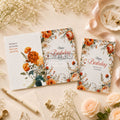 Elegant Floral Birthday Greeting Card – Orange Rose Vintage Style Card with Envelope