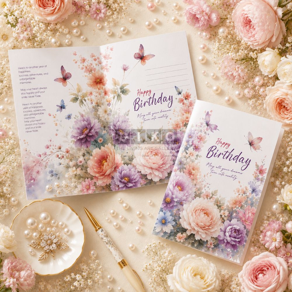 Elegant Floral Birthday Greeting Card Set – Premium Pastel Blossom Design with Envelope