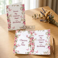 Floral Happy Birthday Greeting Card – Elegant Pink Roses & Butterfly Wishes Card
