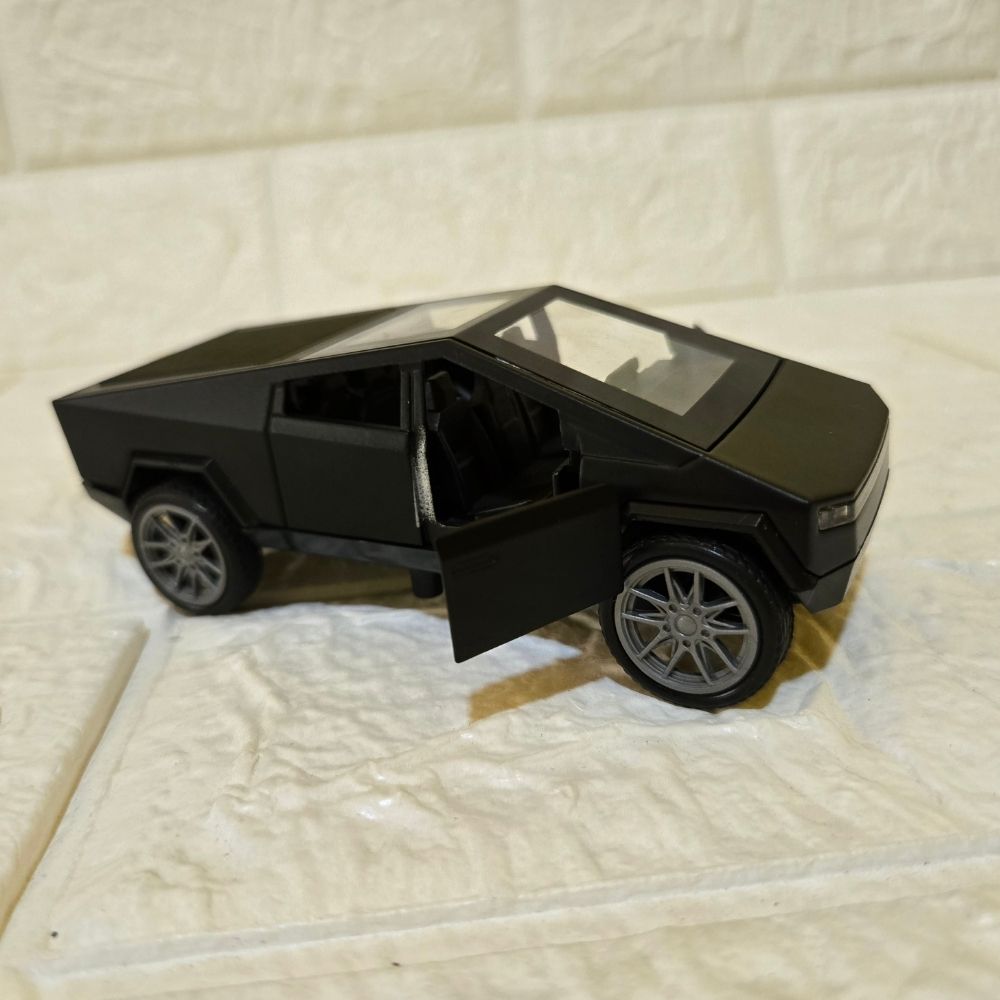 Cybertruck-Inspired Matte Black Die-Cast Model – Futuristic Electric Pickup Collectible