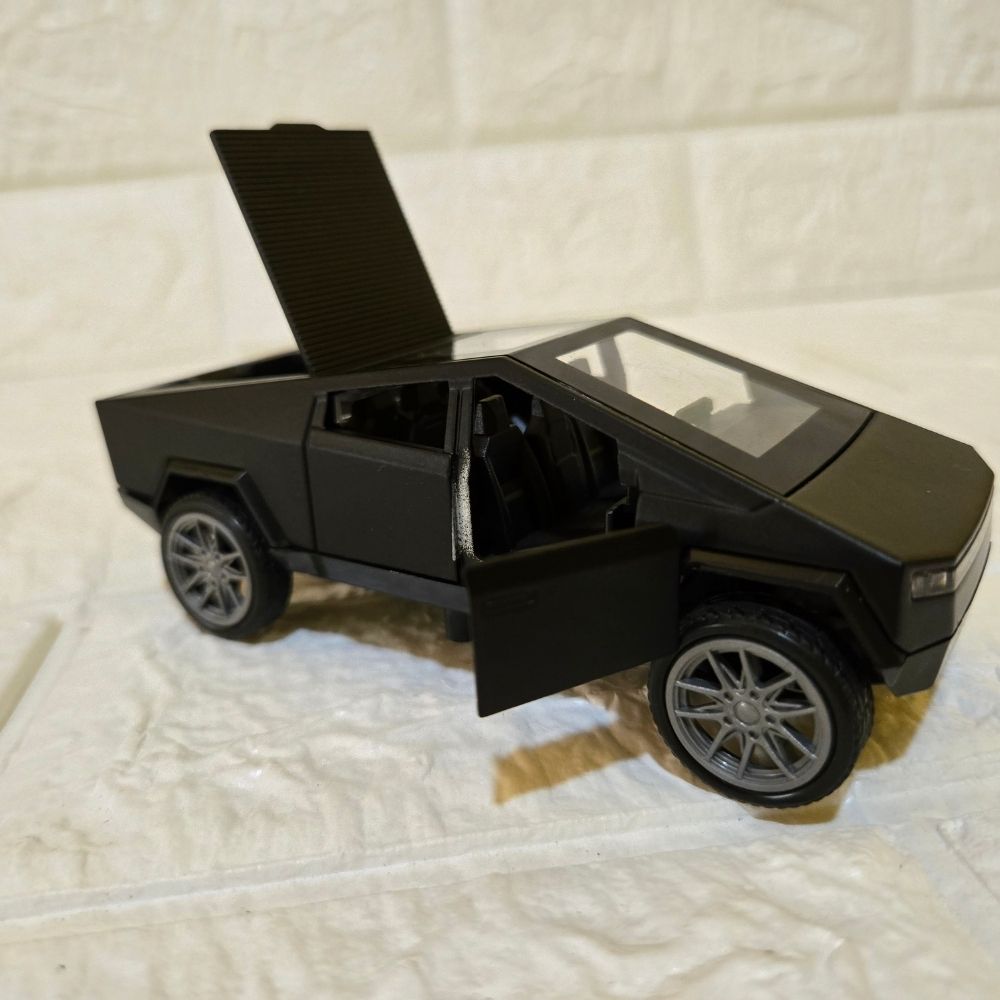 Cybertruck-Inspired Matte Black Die-Cast Model – Futuristic Electric Pickup Collectible