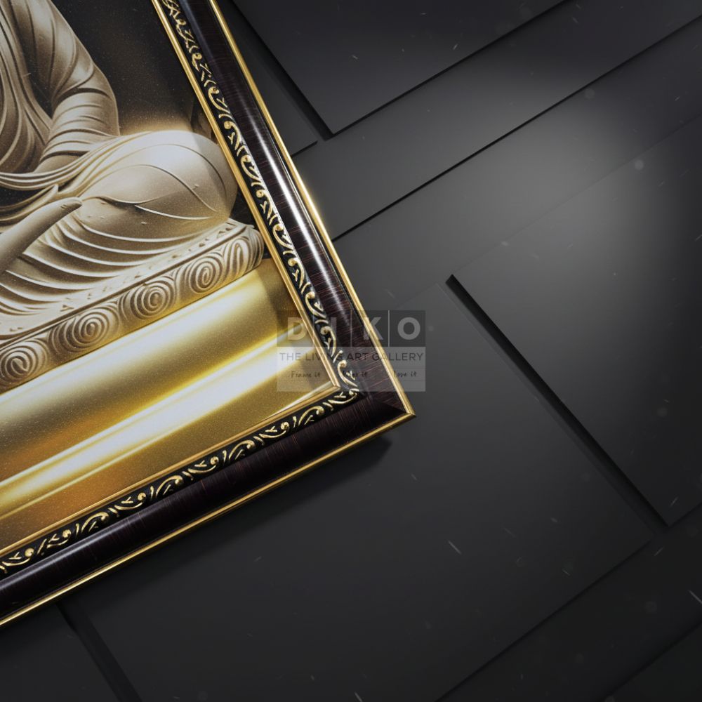 Golden Serenity Buddha – Premium Spiritual Framed Art