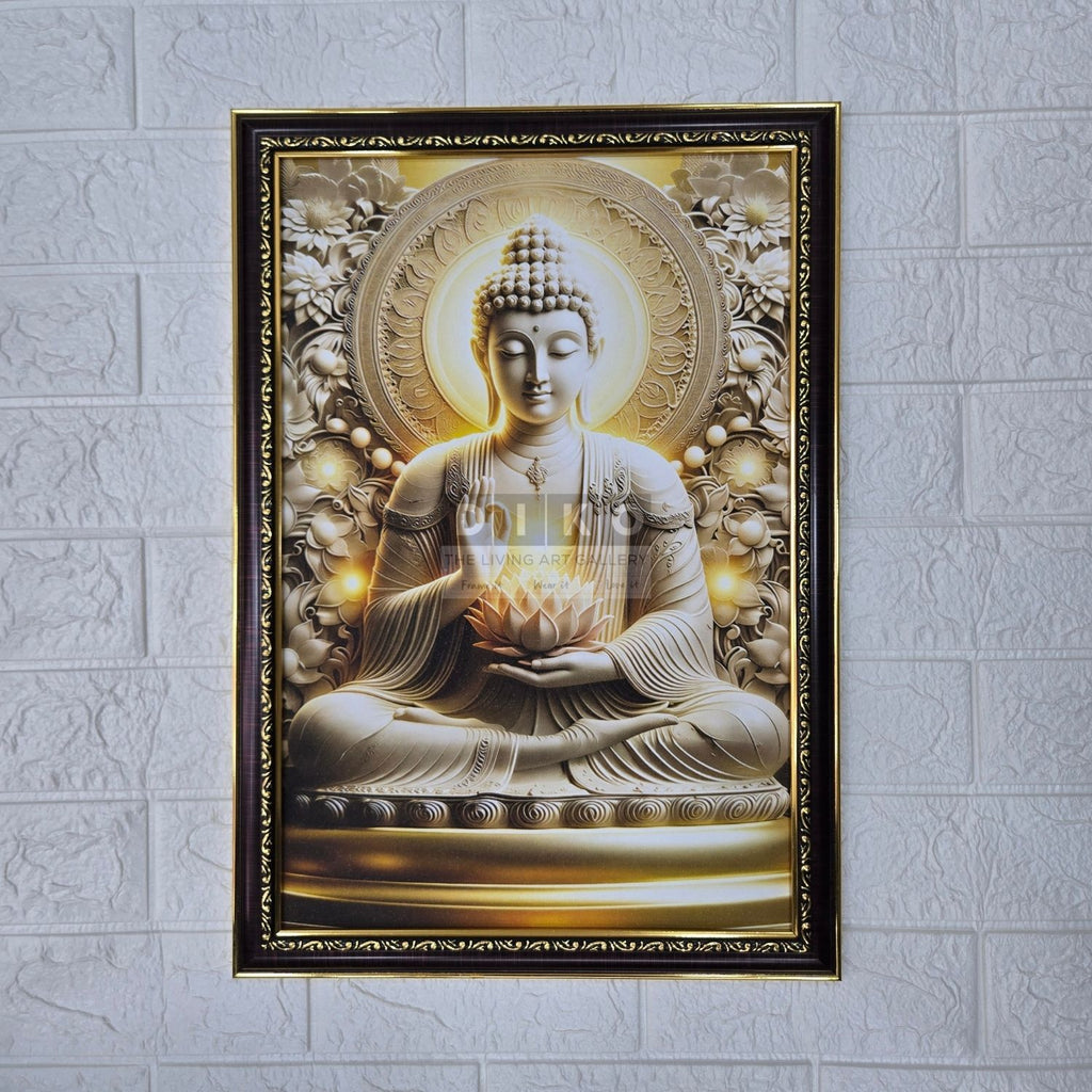 Golden Serenity Buddha – Premium Spiritual Framed Art