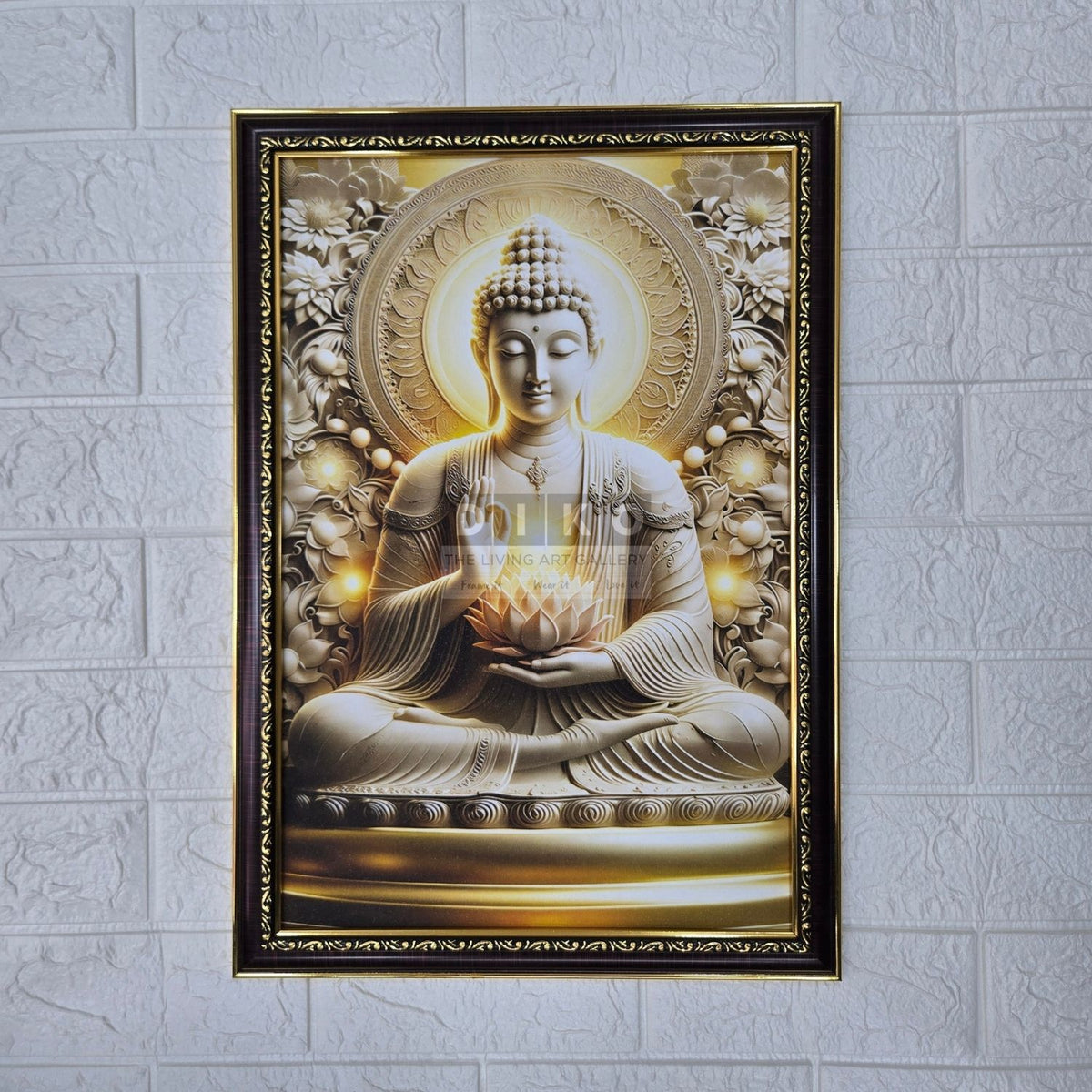 Golden Serenity Buddha – Premium Spiritual Framed Art