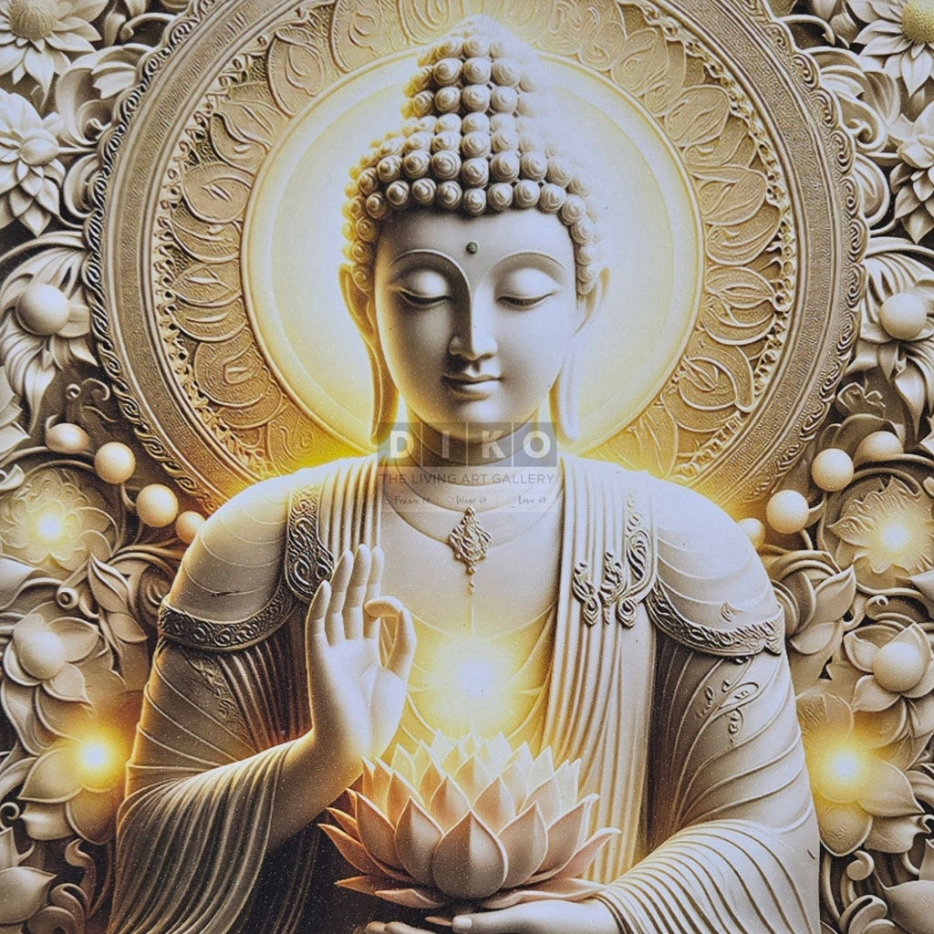 Golden Serenity Buddha – Premium Spiritual Framed Art