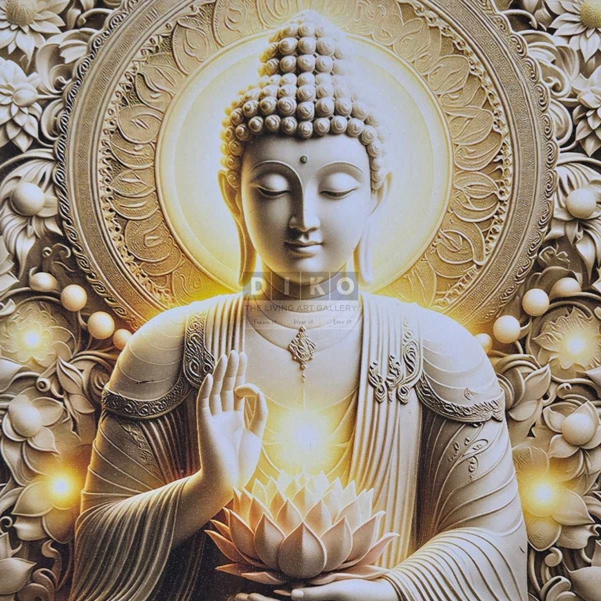 Golden Serenity Buddha – Premium Spiritual Framed Art