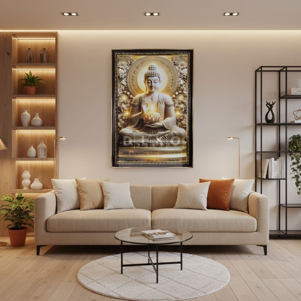 Golden Serenity Buddha – Premium Spiritual Framed Art
