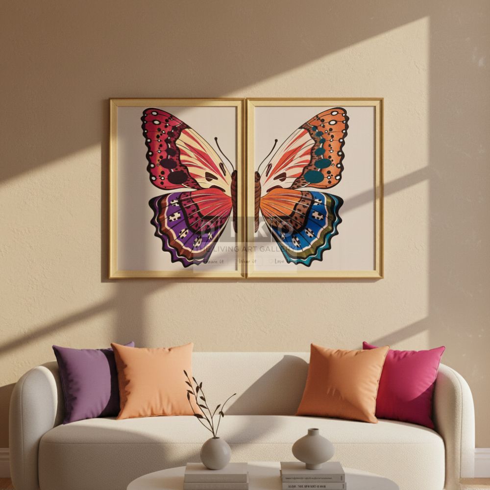 Colorful Butterfly Wall Art Frame Set – Modern Luxury Nature Painting for Home & Office Decor