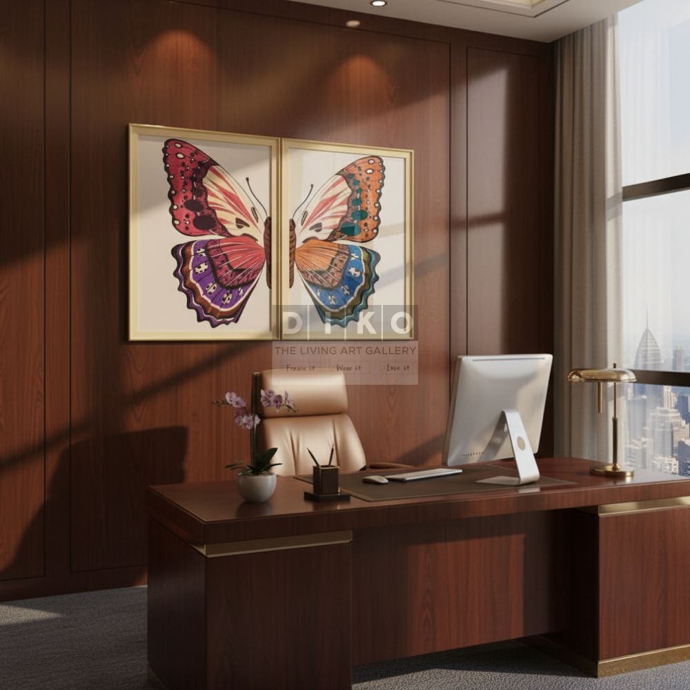 Colorful Butterfly Wall Art Frame Set – Modern Luxury Nature Painting for Home & Office Decor