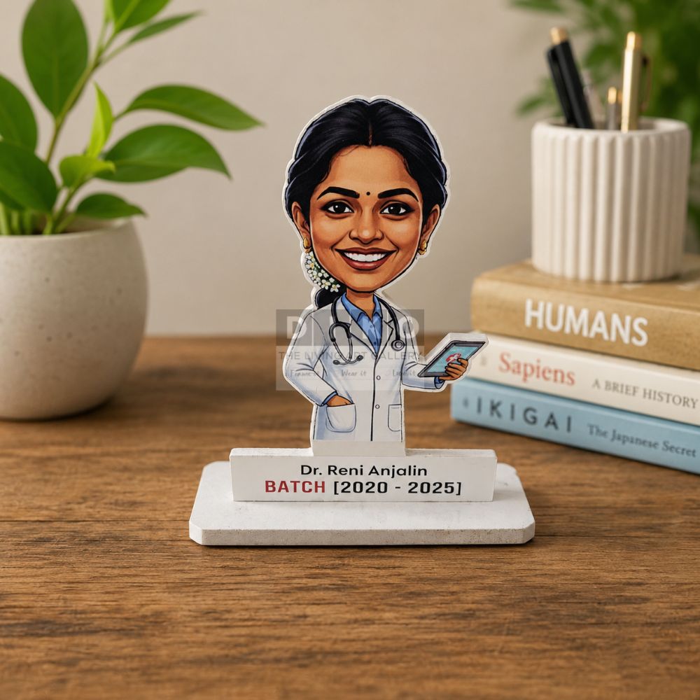 Personalized Doctor Caricature Standee – Custom Graduation & Medical Professional Desk Nameplate Gift