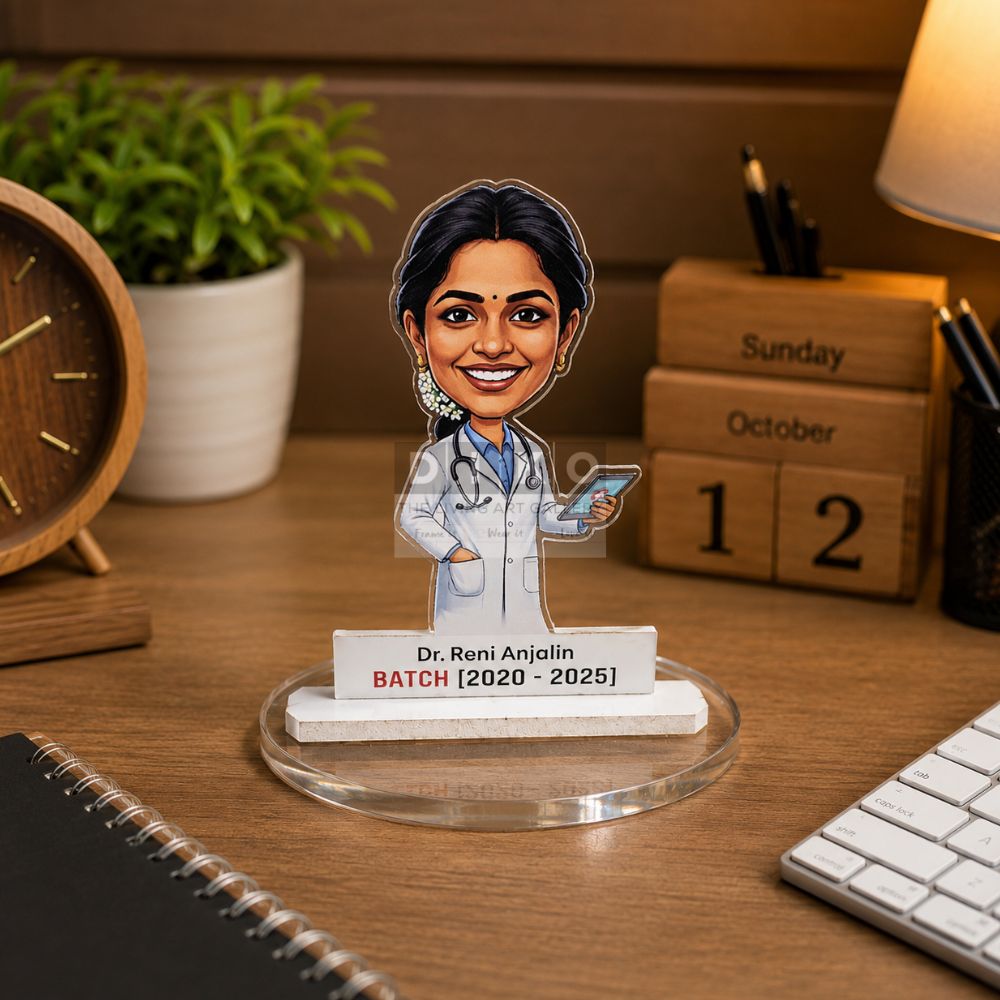 Personalized Doctor Caricature Standee – Custom Graduation & Medical Professional Desk Nameplate Gift