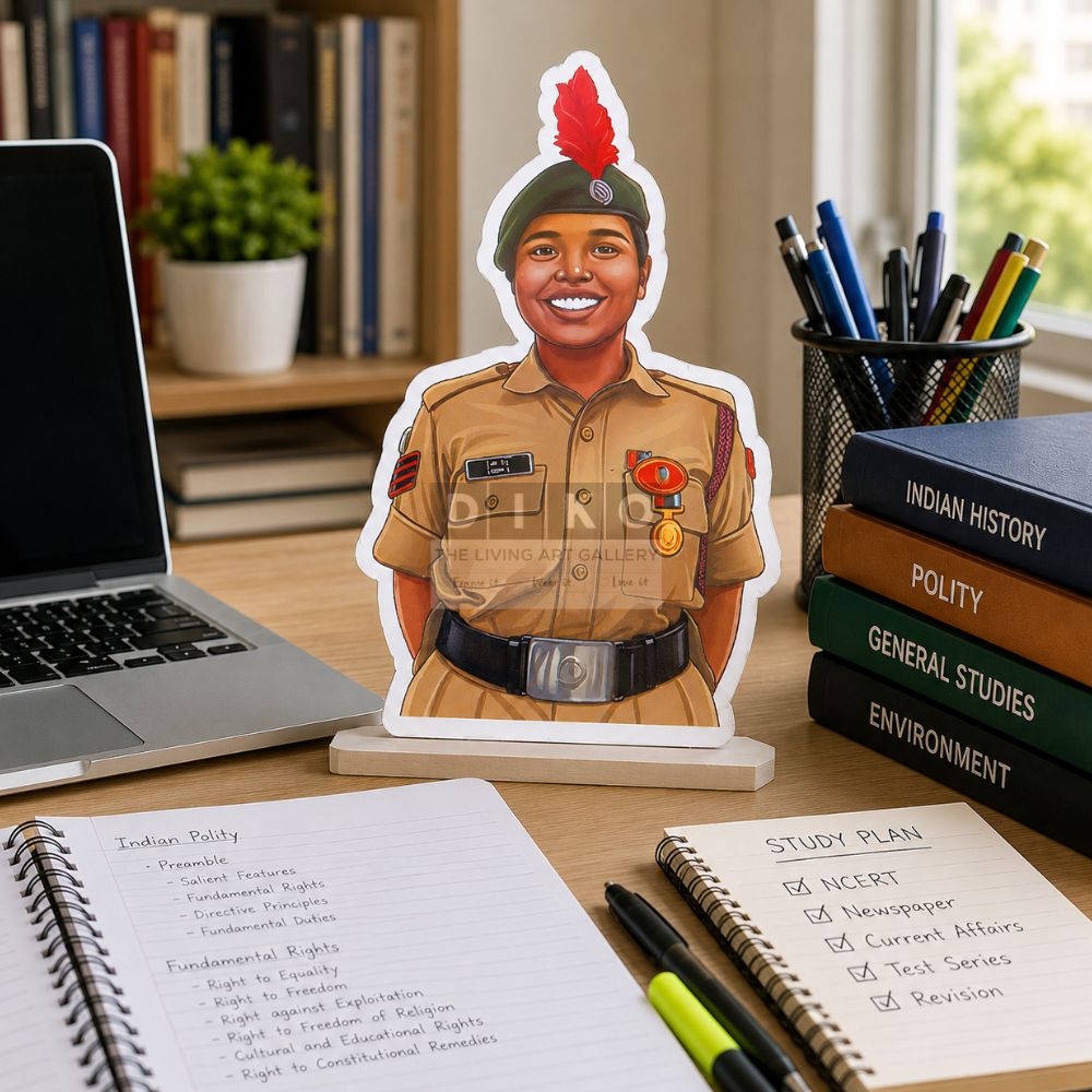 Custom NCC Cadet Caricature Standee – Personalized Uniform Desk Decor & Achievement Gift