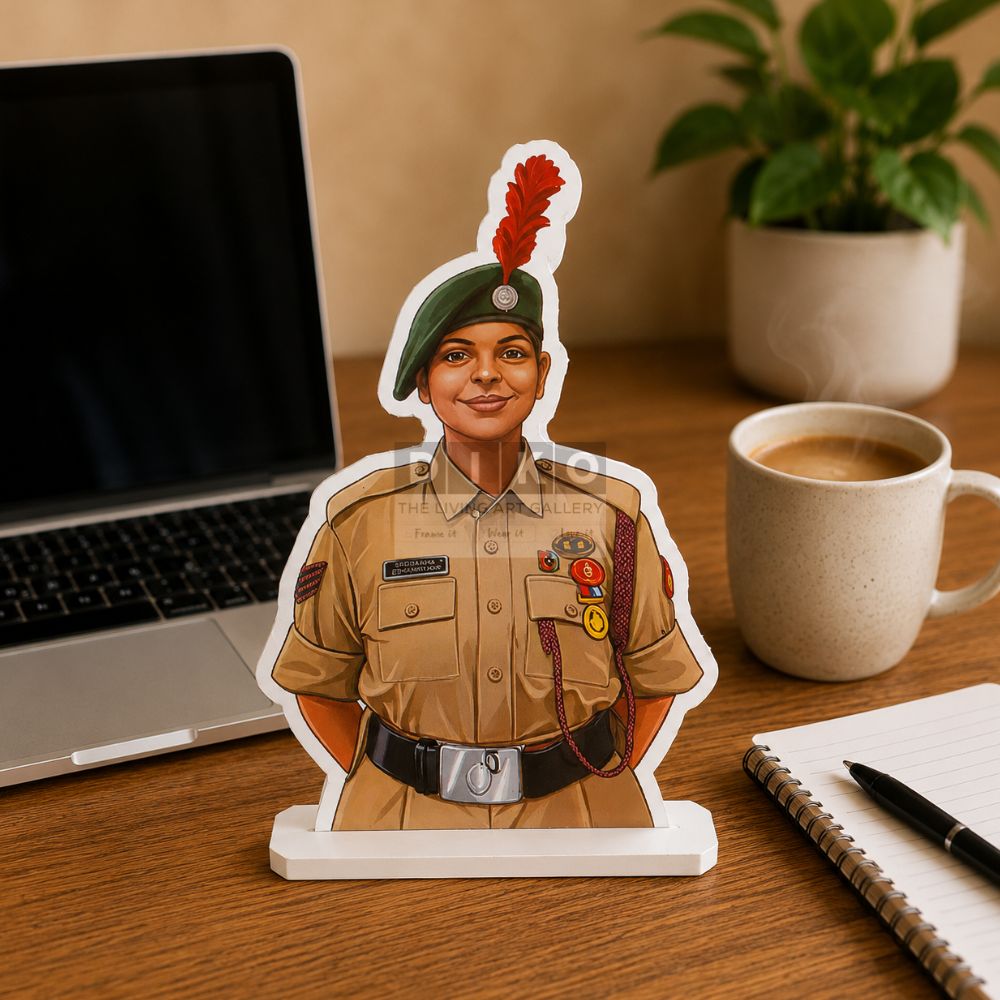 Personalized NCC Cadet Caricature Standee – Custom Uniform Desk Décor & Graduation Gift