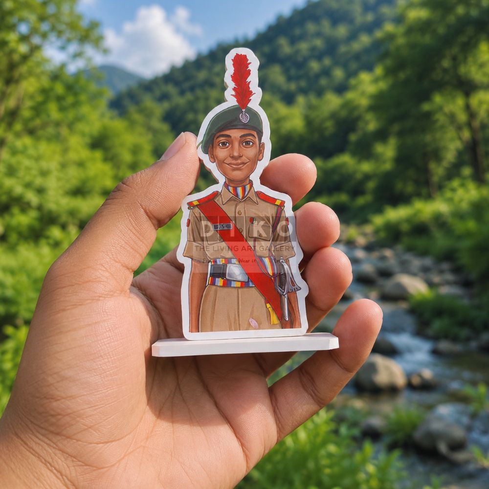 Personalized NCC Parade Cadet Caricature Standee – Custom Uniform Desk Decor & Achievement Gift