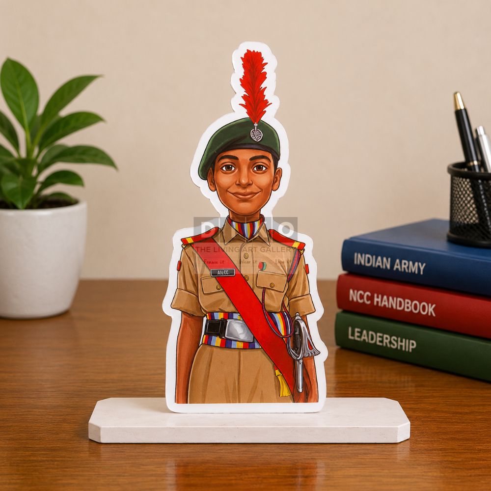 Personalized NCC Parade Cadet Caricature Standee – Custom Uniform Desk Decor & Achievement Gift