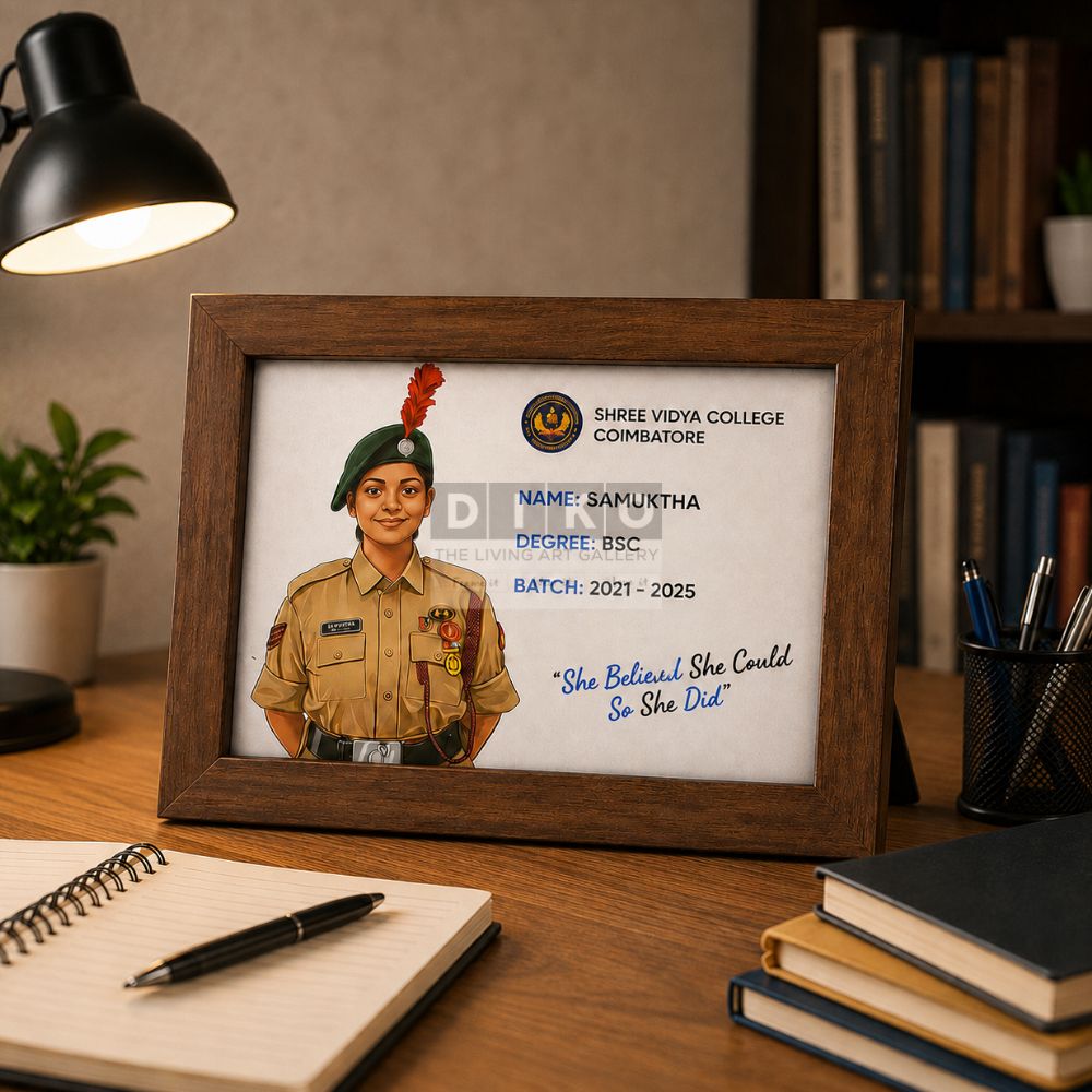 Personalized NCC Graduation | Custom Caricature Photo Frame Achievement Plaque