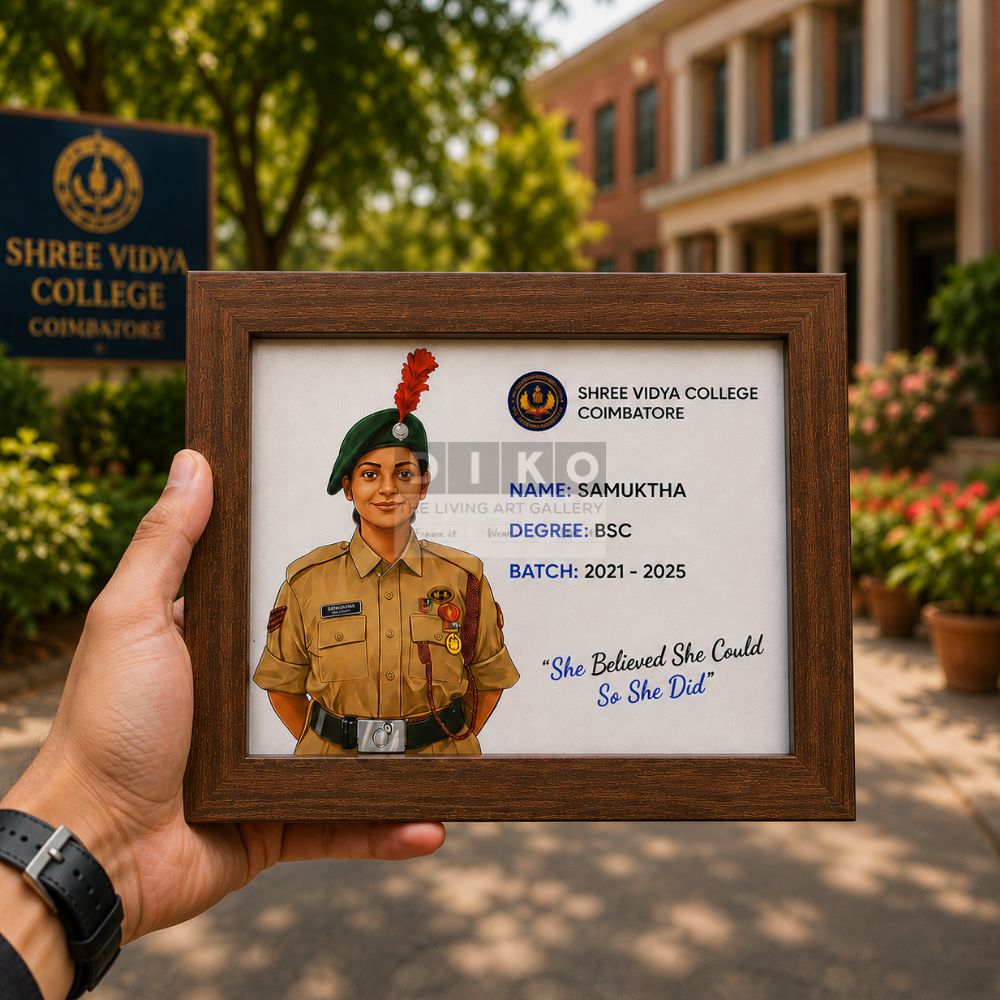 Personalized NCC Graduation | Custom Caricature Photo Frame Achievement Plaque