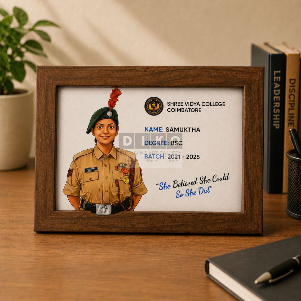 Personalized NCC Graduation | Custom Caricature Photo Frame Achievement Plaque
