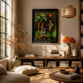 Tribal Harmony Under the Crimson Moon – Handmade Ethnic Clay Mural
