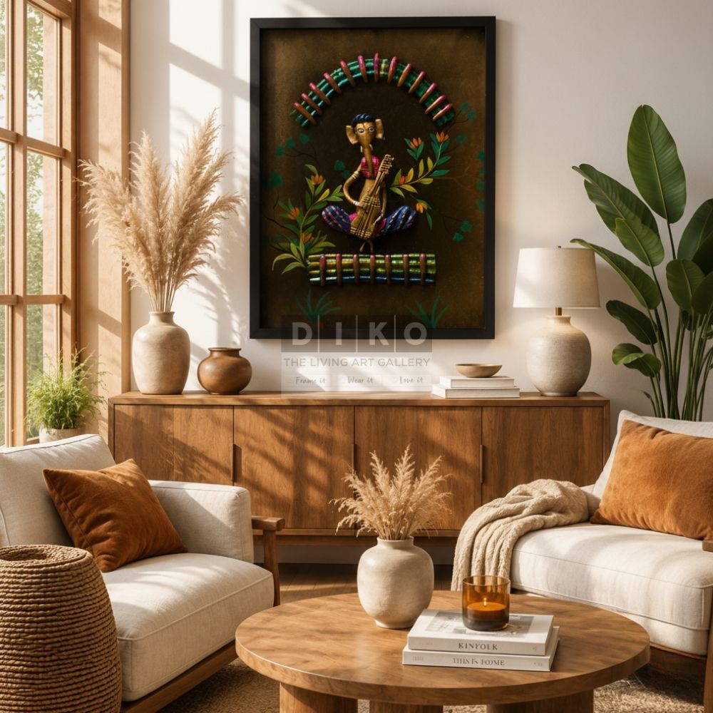 The Musical Elephant  – Handmade Ethnic Clay Mural