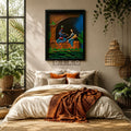Moonlit Melody – Handmade Ethnic Clay Mural Radha Krishna (Black Frame With Glass)