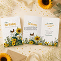 Sunflower Birthday Greeting Card – Rustic Floral Happy Birthday Card with Envelope