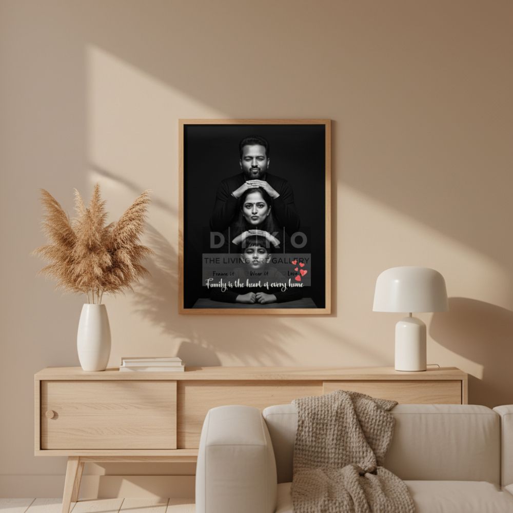 Personalized Family Photo Frame – Custom Black & White Portrait Wall Art with Quote | Premium Memory Keepsake Gift