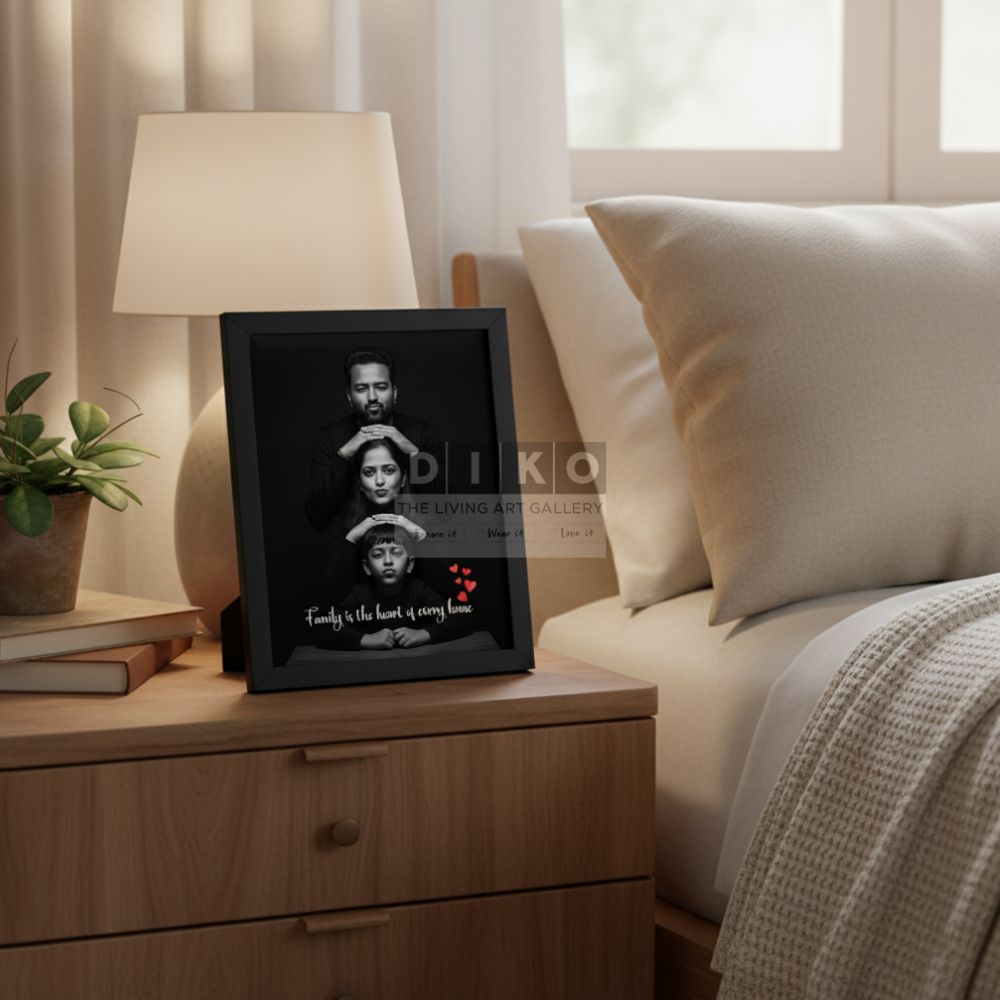 Personalized Family Photo Frame – Custom Black & White Portrait Wall Art with Quote | Premium Memory Keepsake Gift