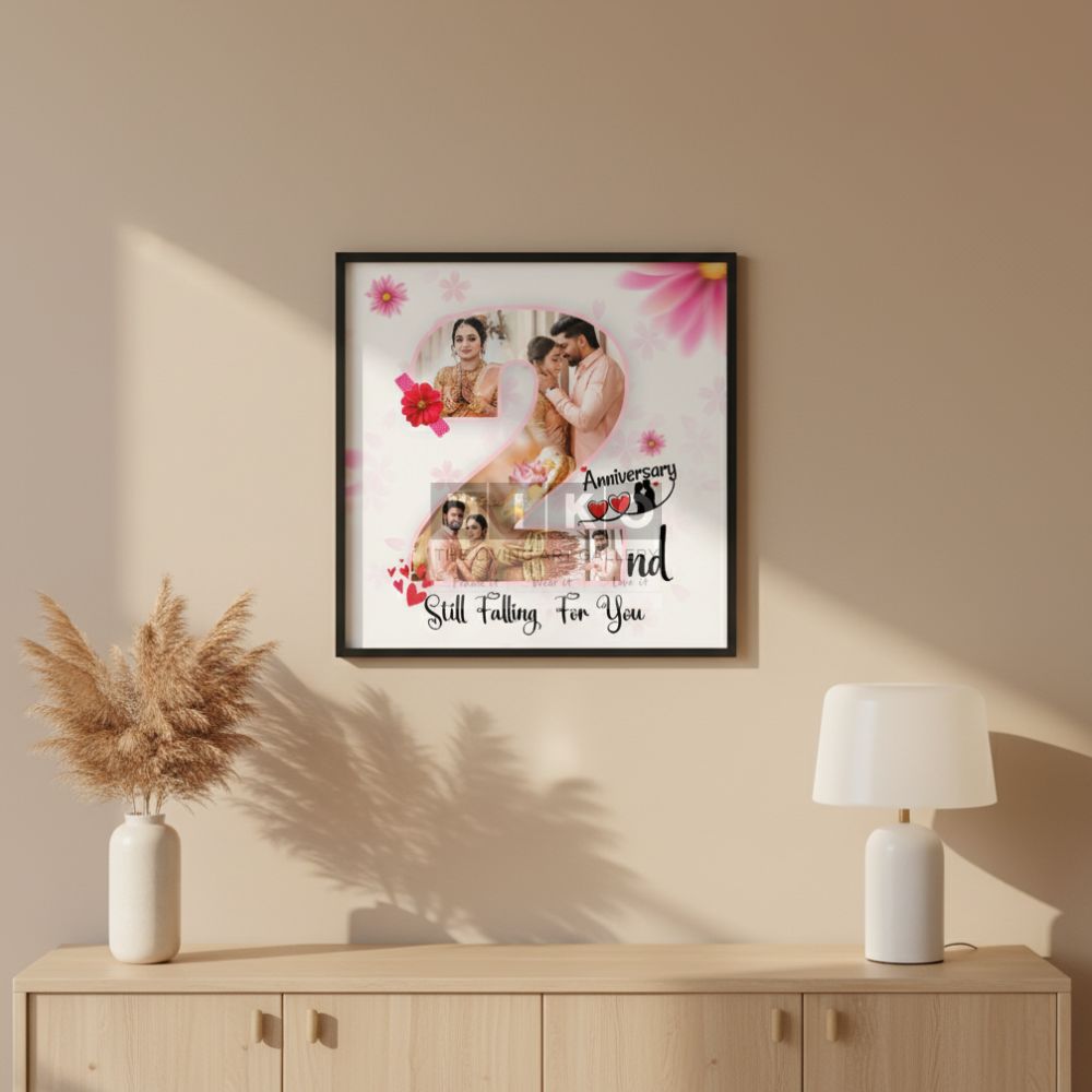 Personalized Anniversary Number Photo Frame – Custom Couple Memory Gift