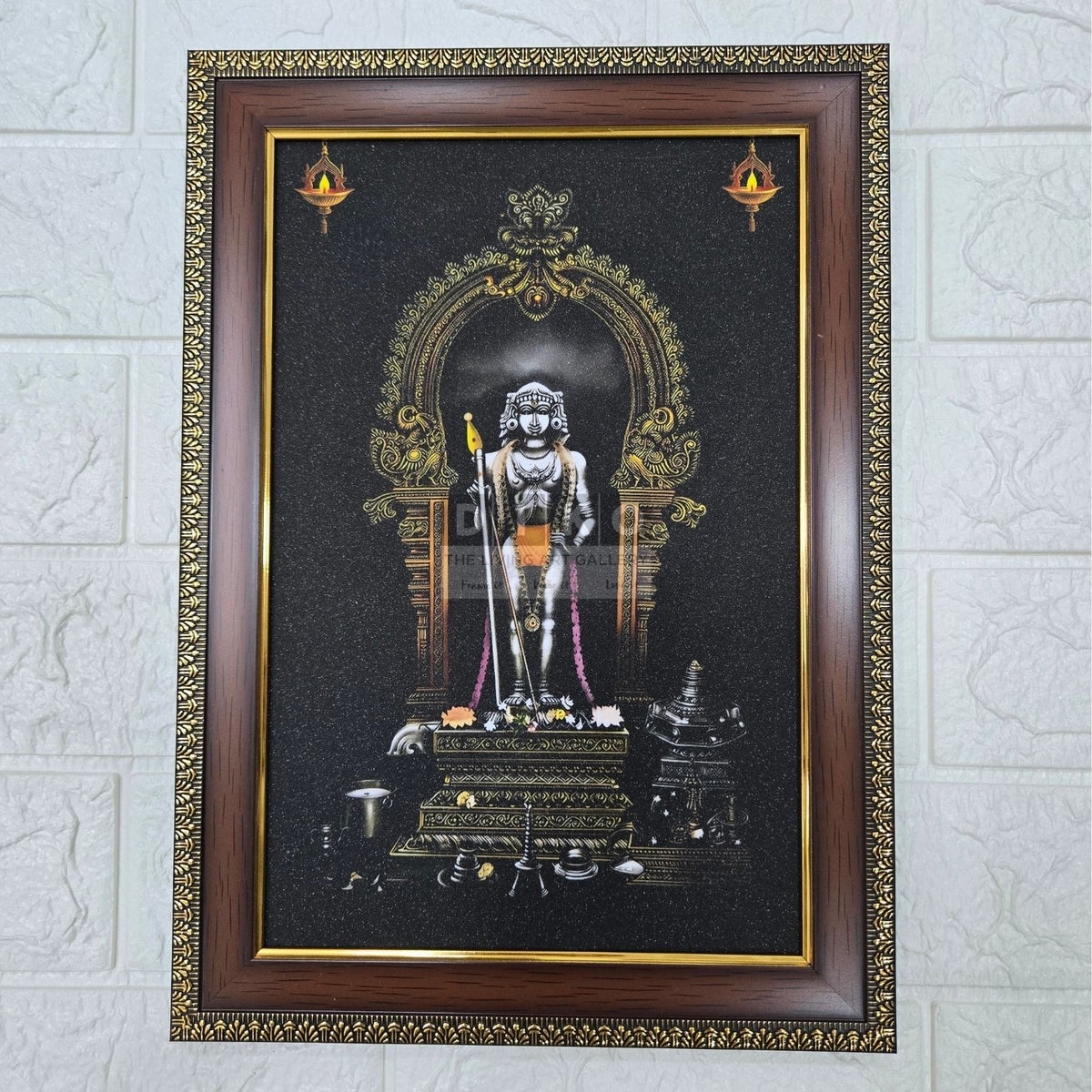 Divine Murugan Tanjore Style Framed Wall Art with Ornate Gold Detailing