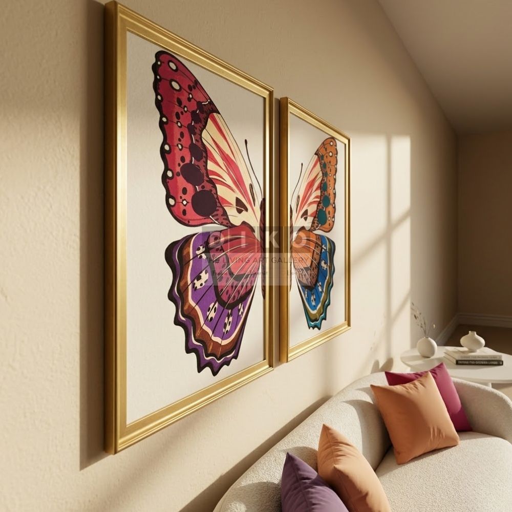 Colorful Butterfly Wall Art Frame Set – Modern Luxury Nature Painting for Home & Office Decor