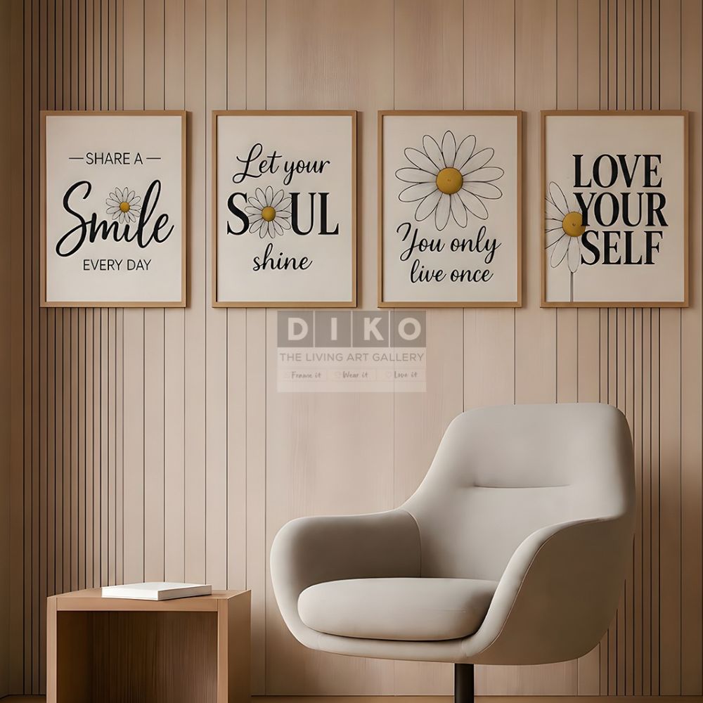 Smile, Shine & Love Yourself – Motivational Floral Wall Decor