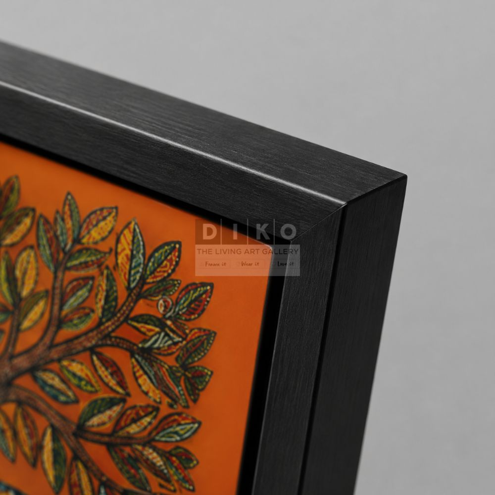 Handcrafted Elephant Tree Art Frame – Traditional Folk Wall Decor for Living Room & Office