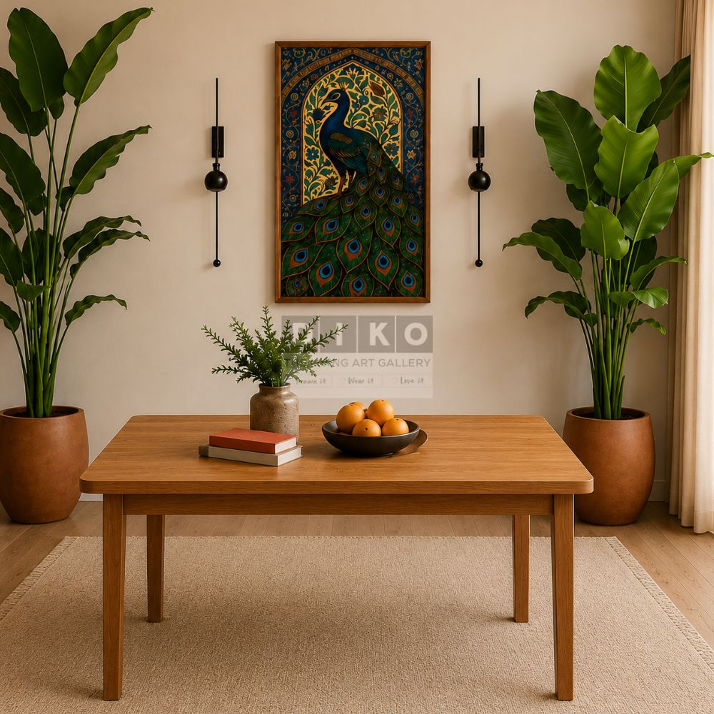 Royal Peacock Mandala Wall Art Frame – Luxury Bohemian Bird Artwork for Elegant Home Decor