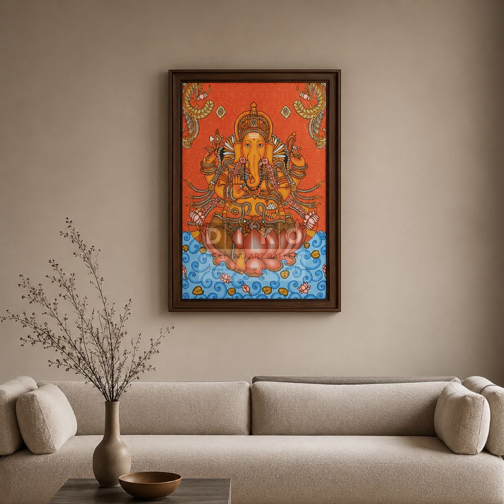 Divine Lord Ganesha Kerala Mural Art Framed Wall Decor