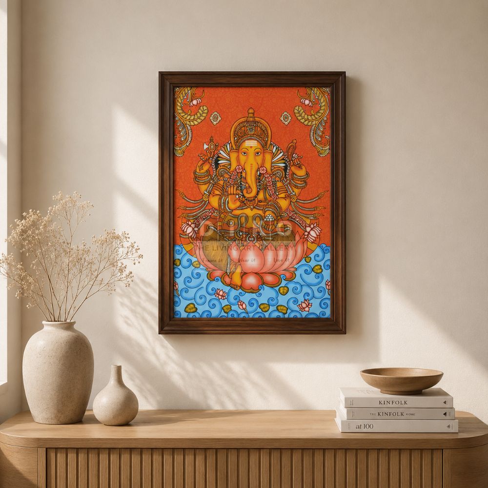 Divine Lord Ganesha Kerala Mural Art Framed Wall Decor