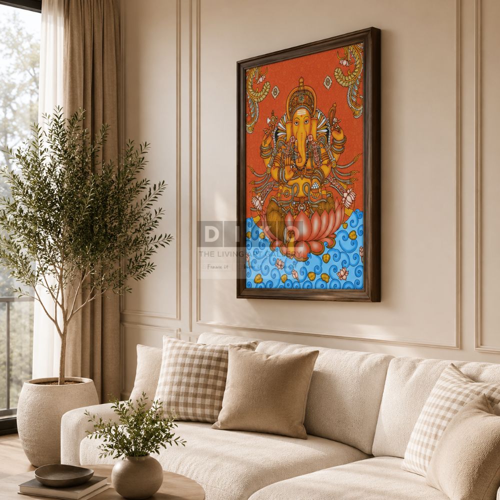 Divine Lord Ganesha Kerala Mural Art Framed Wall Decor
