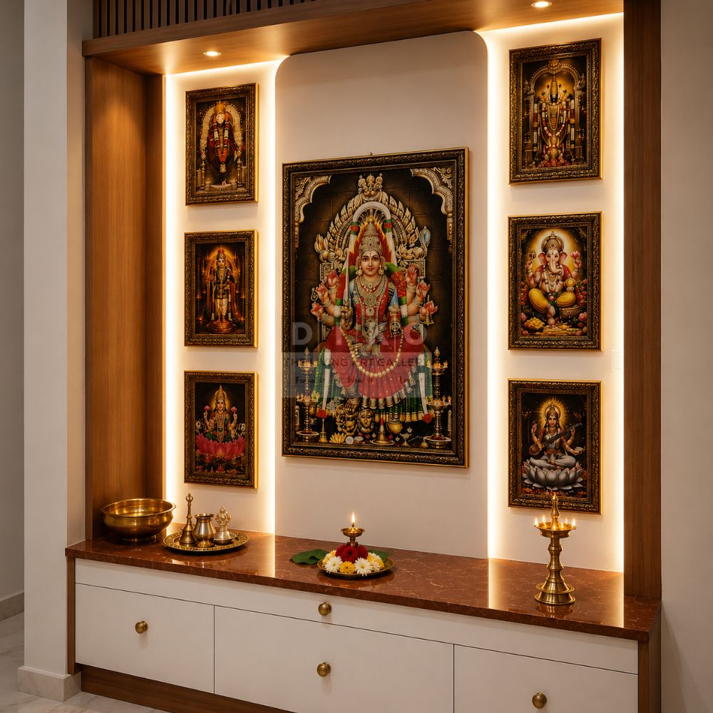 Premium Hindu Gods & Goddess Gallery Wall Art Set | Traditional Pooja Room Framed Decor Collection