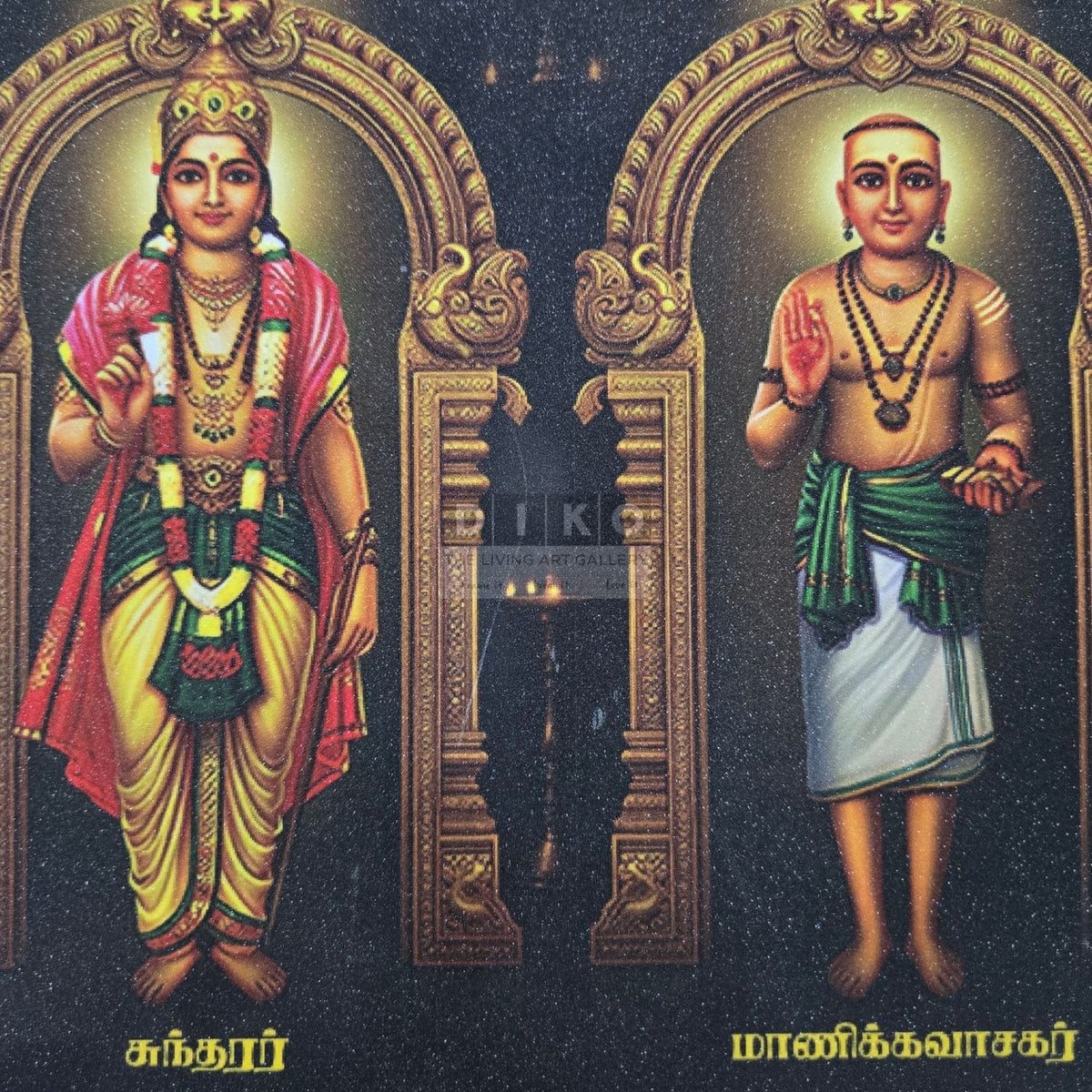 Sacred Tamil Saints Framed Wall Art – Thirugnanasambandar, Thirunavukkarasar, Sundarar & Manikkavasagar Premium Gold Frame