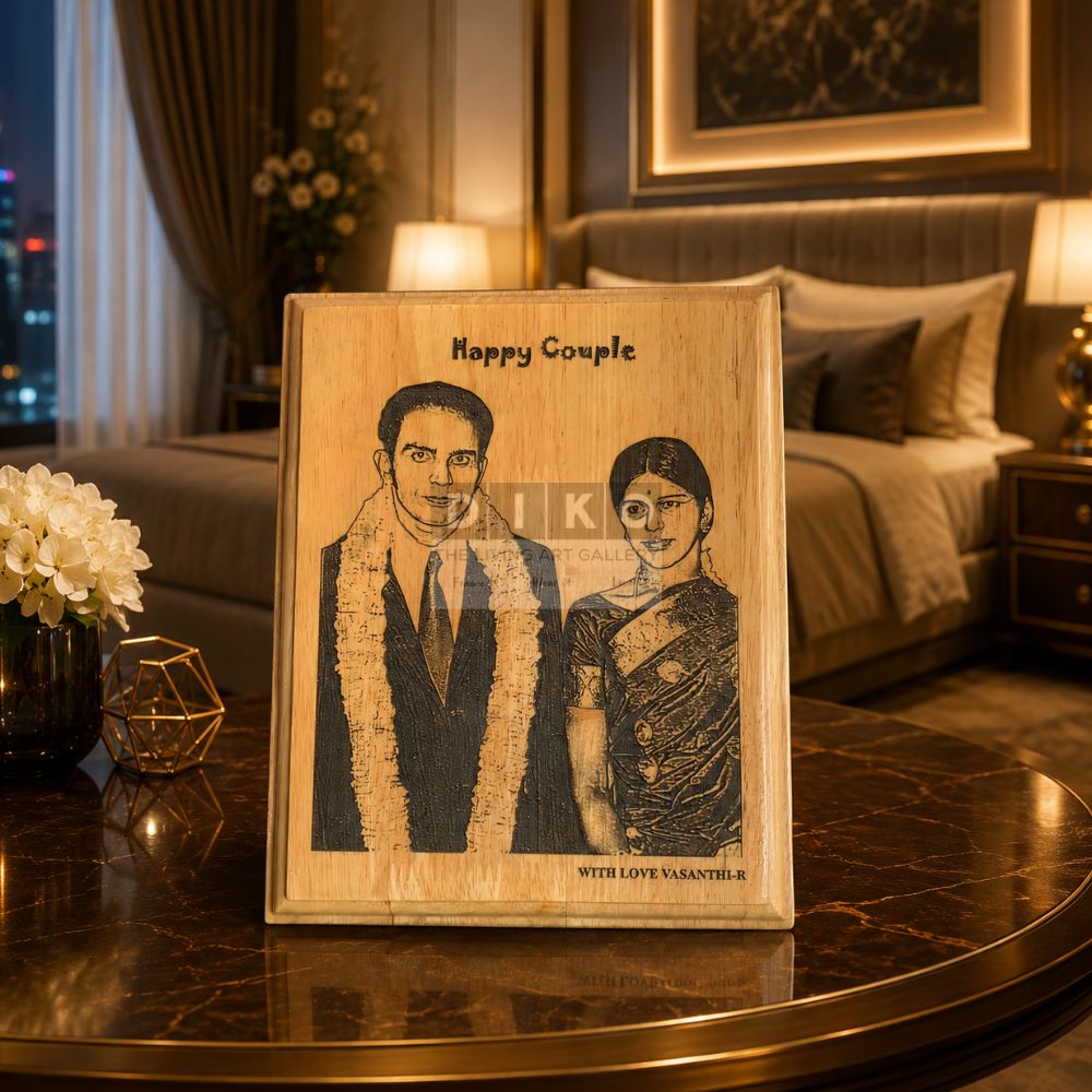 Personalized Couple Wooden Carvings Photo Plaque – Custom Handmade Anniversary & Wedding Gift