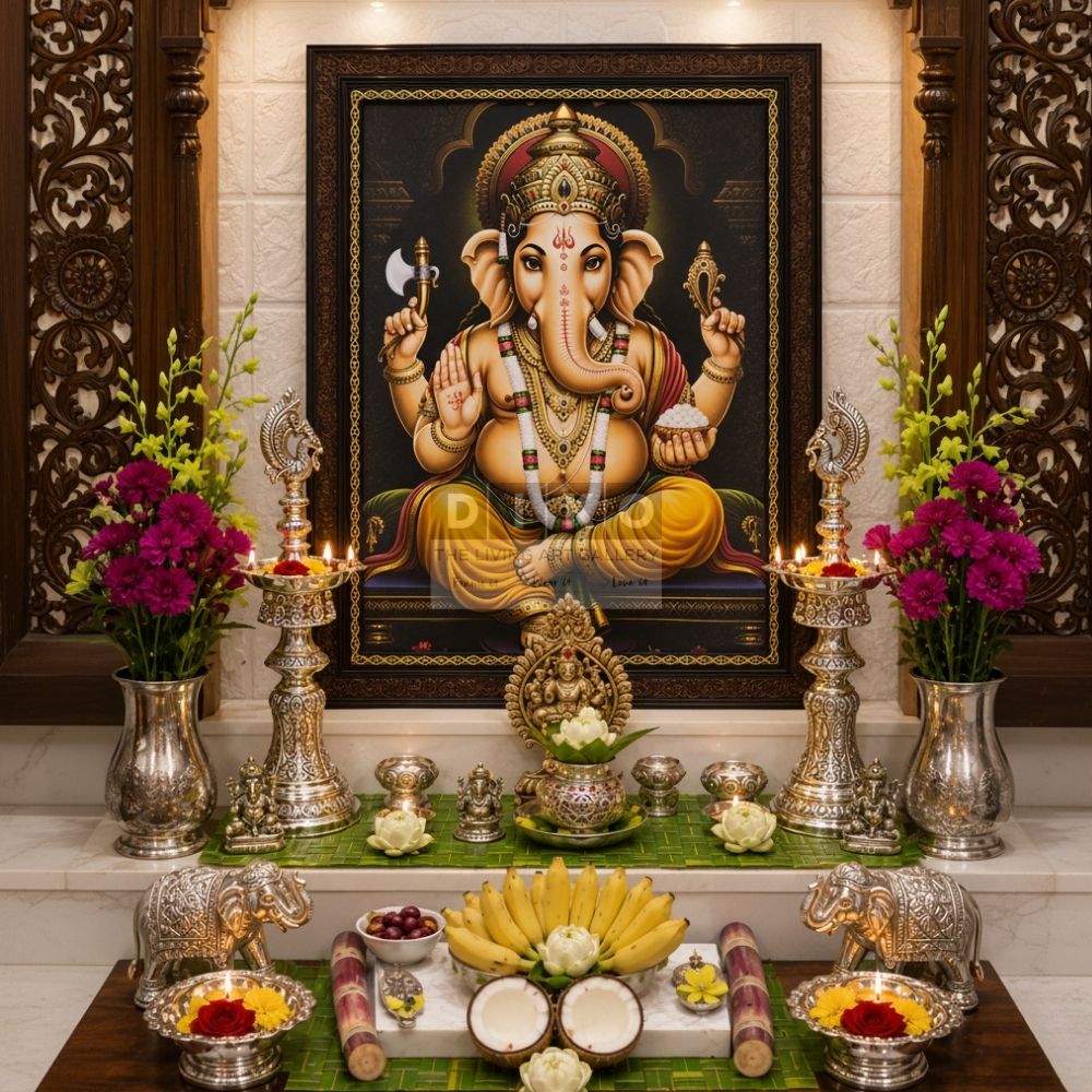Divine Ganesha Blessings – Traditional Framed Wall Art