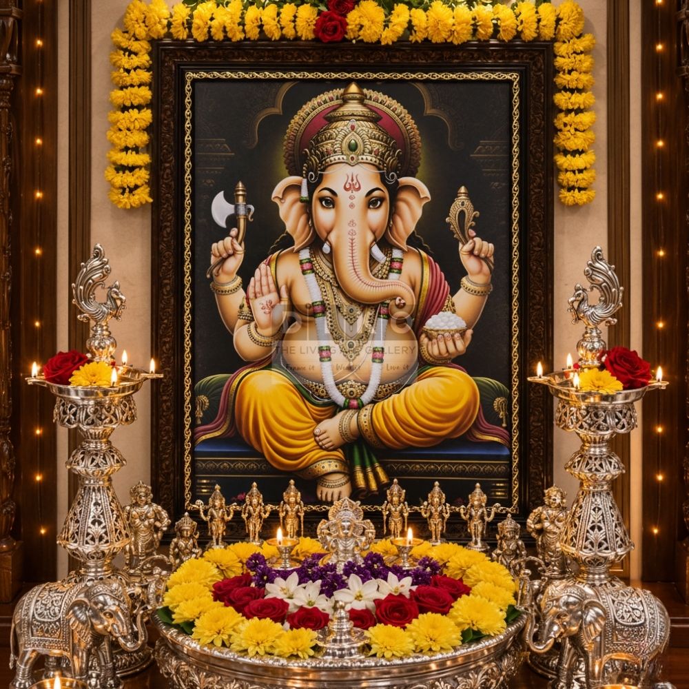 Divine Ganesha Blessings – Traditional Framed Wall Art