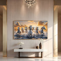 Running White Horses Wall Art – Luxury Canvas Painting for Modern Living Room Decor