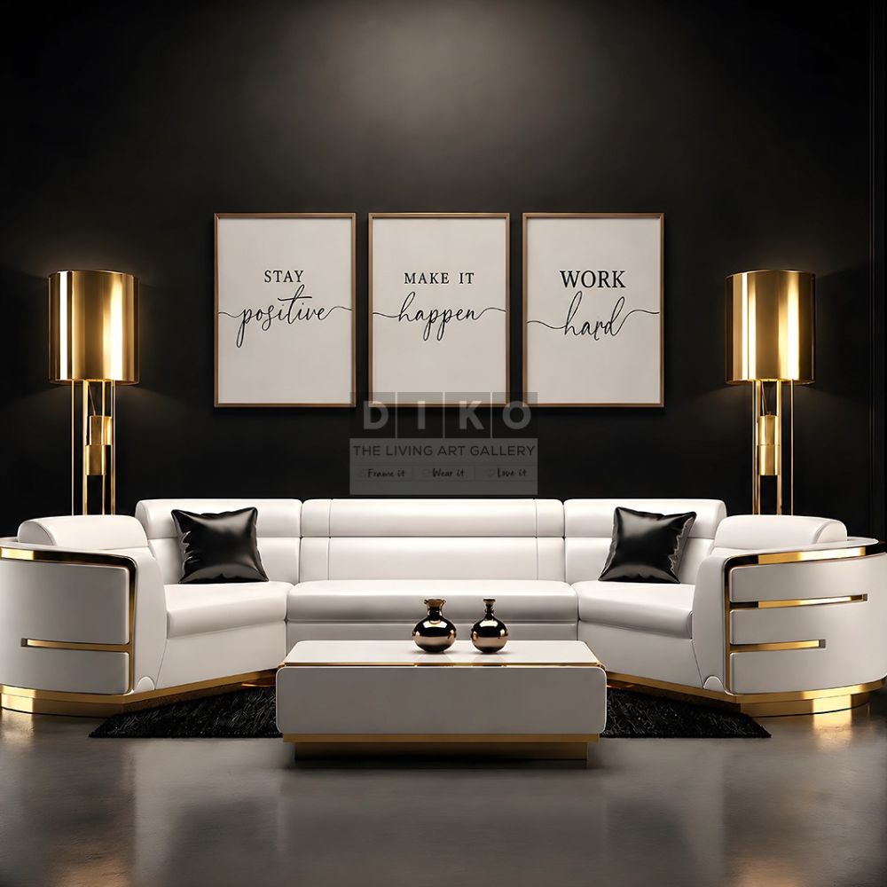 Motivational Wall Art Quote Frames Set – Modern Luxury Inspirational Living Room Decor