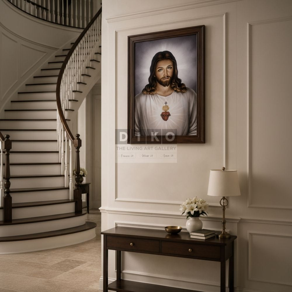 Sacred Heart Jesus Wooden Wall Frame – Divine Christian Spiritual Decor