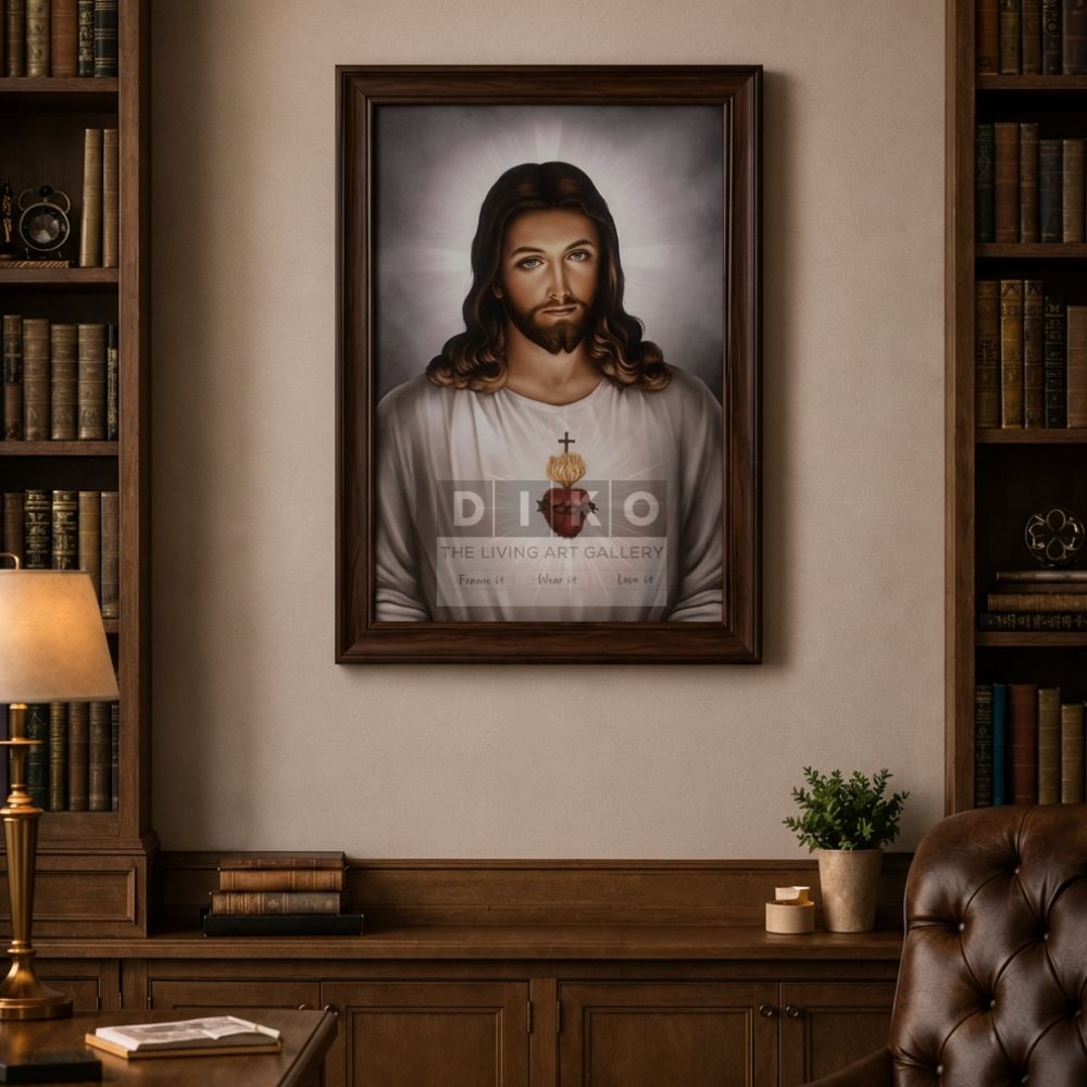 Sacred Heart Jesus Wooden Wall Frame – Divine Christian Spiritual Decor