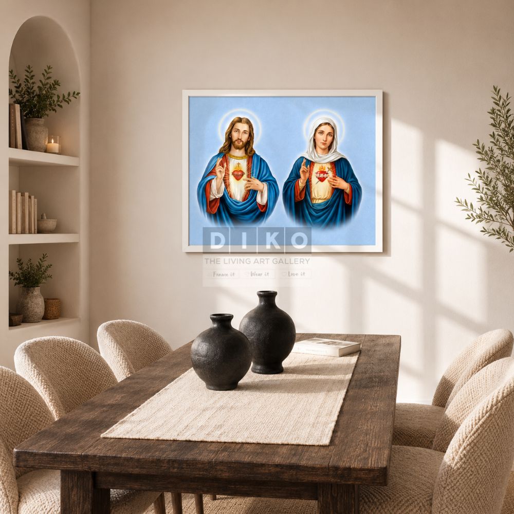 Sacred Hearts of Jesus & Mary – Framed Christian Wall Art